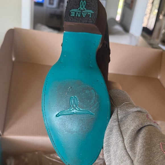 Lane Plain Jane Rustic Brown Heeled Western Boots cognac - Picture 7 of 10